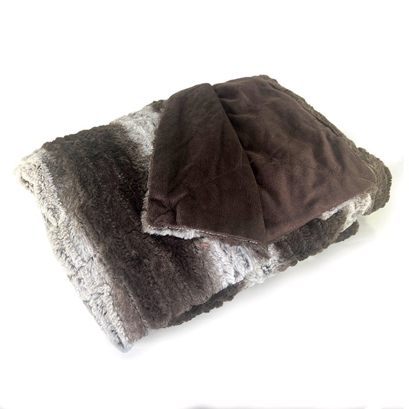 Brown & Off-White Faux Mountain Fox Throw Blanket - Picture 2 of 5